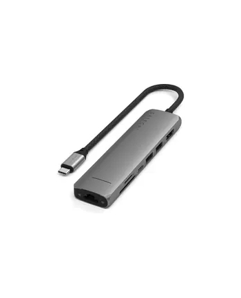 Satechi 7-in-1 USB-C Slim Multiport Adapter with Ethernet - Space Grey (STP7SM)