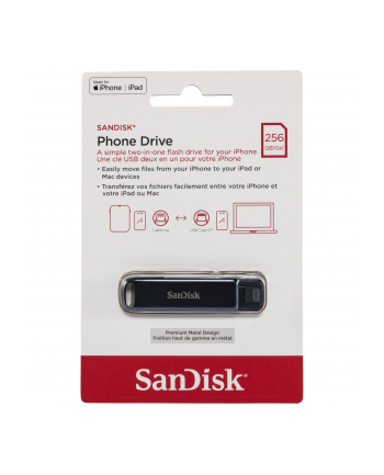 Sandisk iXpand Phone Drive 256GB USB 3.2 Typ C Granatowy (SDIXD0N256GGN6NE)