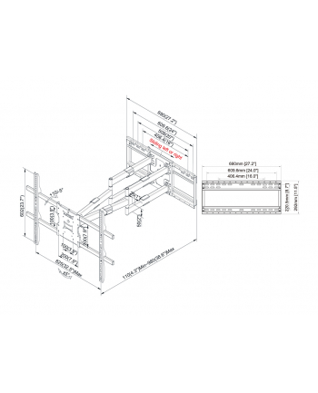 Multibrackets M - mounting kit - SD dual - for TV - universal 980mm - black 125 kg 65-110 100 x 100 mm (7350105215605)