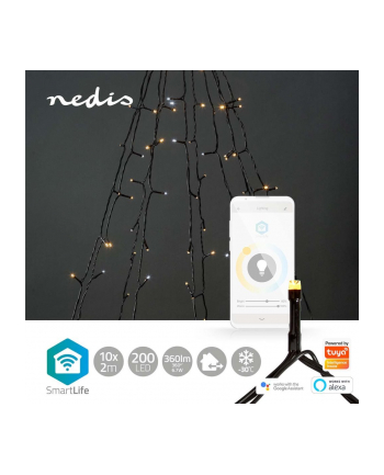 Nedis Dekoracja Świąteczna Smartlife Dekorative Led Wi Fi Warm Bis Kühlen Weiß 200 Led'S 10X2 M Lekki Łańcuch Do Dekoracji Czarny 200 Lam