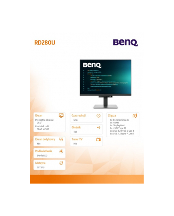 benq Monitor 28 '' RD280U 4K IPS 5ms/IPS/1200:1/HDMI/DP