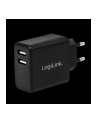 Logilink PA0210 Fast Charging adapter gniazda USB 2 x USB-A 12 W do smartfonów/tabletów/odtwarzaczy MP3-MP4/eBooków/nawigacji itp z zabezpieczen - nr 1