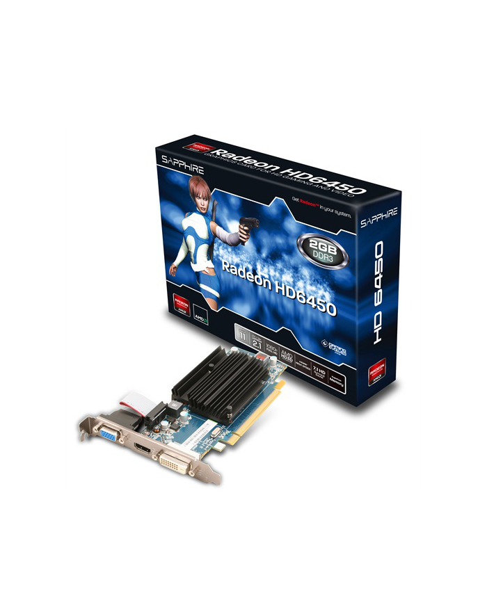 Sapphire VGA ATI Radeon HD 6450, 2GB DDR3, 64-bit, 625/667, DVI-D / HDMI / VGA, PCI-E główny