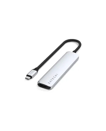 Satechi 6-w-1 USB-C Slim Multiport USB-C (USB-C, 2x USB-A, 4K HDMI, czytnik kart micro/SD) (srebrny)
