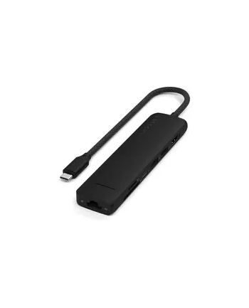 Satechi 7-w-1 USB-C Slim Multiport Adapter Ethernet (USB-C PD, 2x USB-A, HDMI 4K, Ethernet, czytnik kart micro/SD) (czarny)