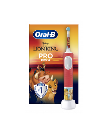 Oral-B Vitality Pro D103 Kids 3+ Lion King czerwony Rodzaj: rotacyjna | Oscylacyjno-rotacyjne: | Zasilanie: akumulatorowe | Akcesoria: