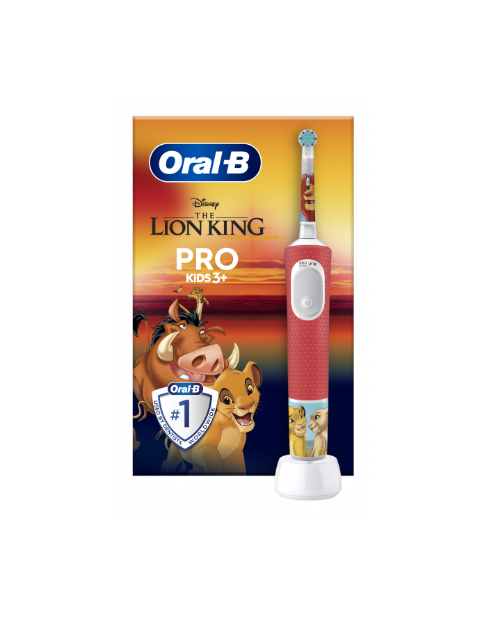 Oral-B Vitality Pro D103 Kids 3+ Lion King czerwony Rodzaj: rotacyjna | Oscylacyjno-rotacyjne: | Zasilanie: akumulatorowe | Akcesoria: główny