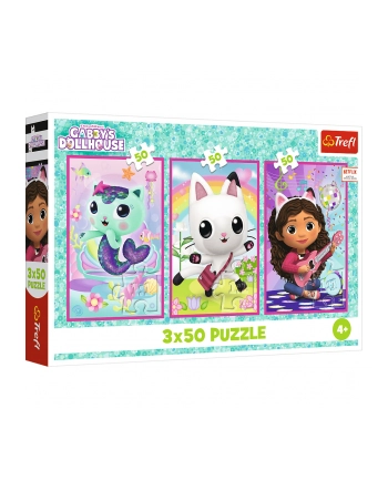 Puzzle 3x50el Poznajcie Gabby i kotki. Koci Domek Gabi 34876 Trefl