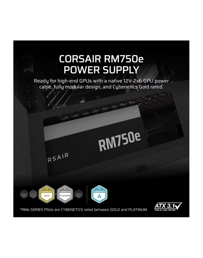 corsair Zasilacz RM750e PCIe 5.1 80+GOLD F.MODULAR ATX3.1 główny