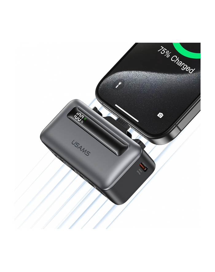 usams Powerbank 4500mAh 20W USB-C/Lightning Fast Charge szary główny