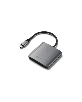 Satechi 4 Port USB-C Hub PD - aluminiowy hub USB-C (4x USB-C 10Gbps, w tym 1x 100W PD) (szary)