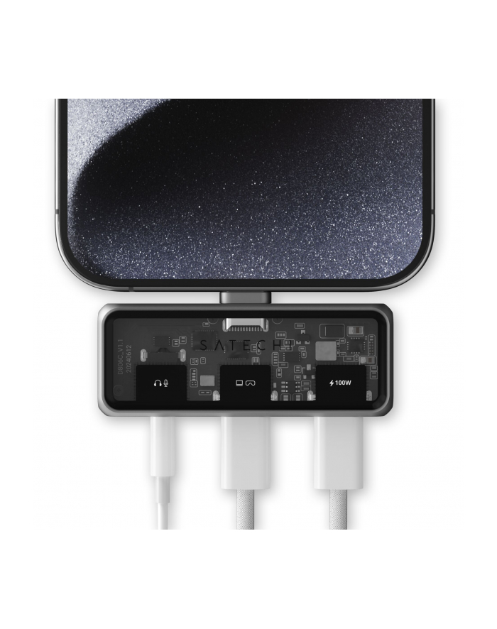 Satechi Mobile XR Hub USB-C 3.2 - mobilny adapter USB-C | 1x USB-C 100W PD | 1x USB-C DP 1.4 4K@60Hz | 1x 3.5mm audio in/out (space gray) główny