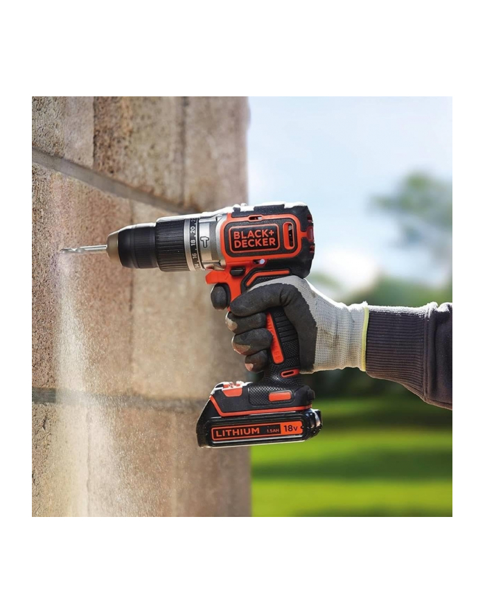 Akumulatorowa wiertarko-wkrętarka udarowa Black&Decker BCD383D2XK PowerConnect - 2 akumulatory 18V/2.0Ah główny