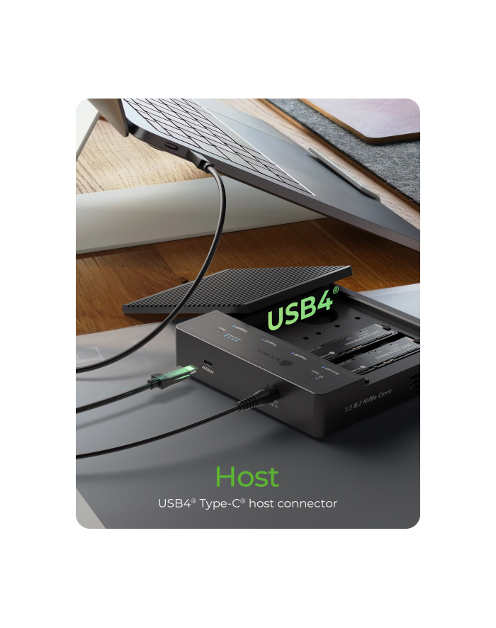 icybox Duplicator (klonowanie 1:3) dla NVMe M.2 SSD IB-4013MCL-C4 4-Bay USB4 główny