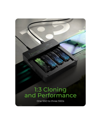icybox Duplicator (klonowanie 1:3) dla NVMe M.2 SSD IB-4013MCL-C4 4-Bay USB4