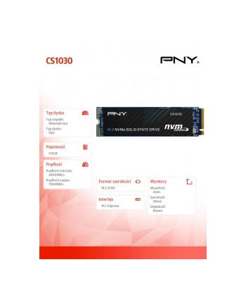 pny Dysk SSD 512GB M.2 2280 PCIe M280CS1030-512-BLK BULK
