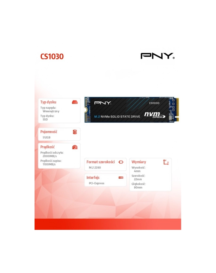 pny Dysk SSD 512GB M.2 2280 PCIe M280CS1030-512-BLK BULK główny