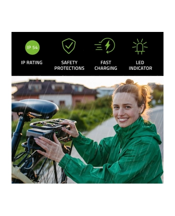 qoltec Ładowarka do roweru skutera elektrycznego 36V | 42V | 2A | 5.5*2.1 | wodoodporna + kabel zasilający