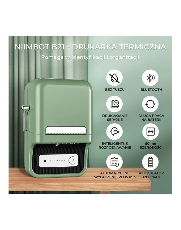 niimbot Drukarka etykiet B21S zielona główny