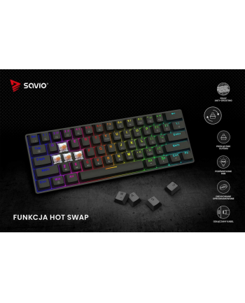 savio Klawiatura mechaniczna BLACKOUT X2 OUTEMU Peach Silent, Hot Swap
