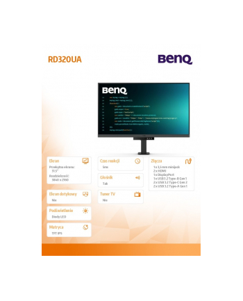 benq Monitor 31.5 cala RD320UA 4K LED 5ms/60Hz/IPS