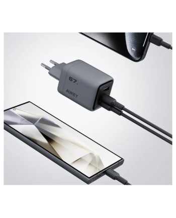 aukey PA-C3 ładowarka sieciowa 3xUSB (2xUSB-C + 1xUSB-A) 67W 5A QC5.0 PD3.0 AFC PPS FCP SCP