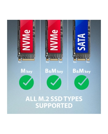 axagon ADM2-AM Adapter USB3.2 Gen 2 M.2 NVMe/SATA SSD 10Gbps 10cm USB-A cable