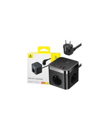Listwa zasilająca Baseus PowerCombo 3AC+2U+2C 30W EU (1,5m; czarny)