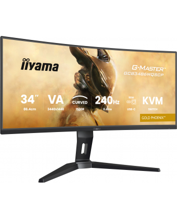 iiyama Monitor G-Master 34 cale GCB3486WQSCP-B1,VA,UWQHD,240HZ,1500R,500cd,21:9,     USB-C dock 95W, RJ45, 2x5W