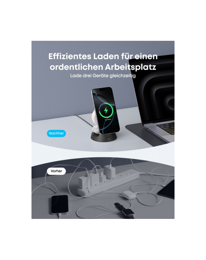 anker Stacja 3w1 stojak zestaw kabel+ładowarka czarna główny