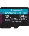 KINGSTON 64GB microSDXC Canvas Go Plus Gen4 200R A2 U3 Single Pack w/o ADP - nr 9