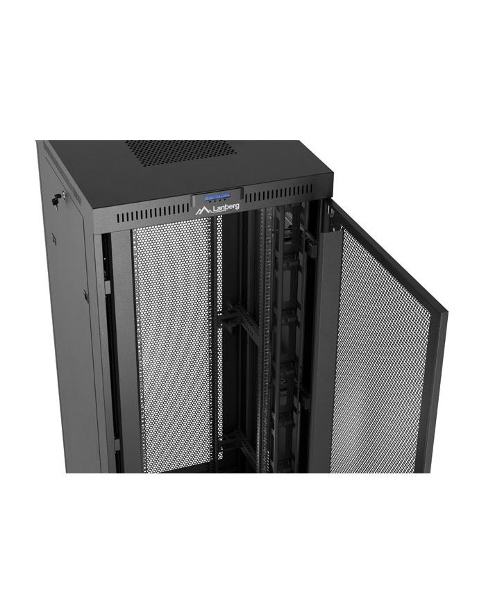 Szafa instalacyjna Rack Lanberg stojąca 19'' 47U 800x800 czarna drzwi perforomowane LCD (flat pack) główny