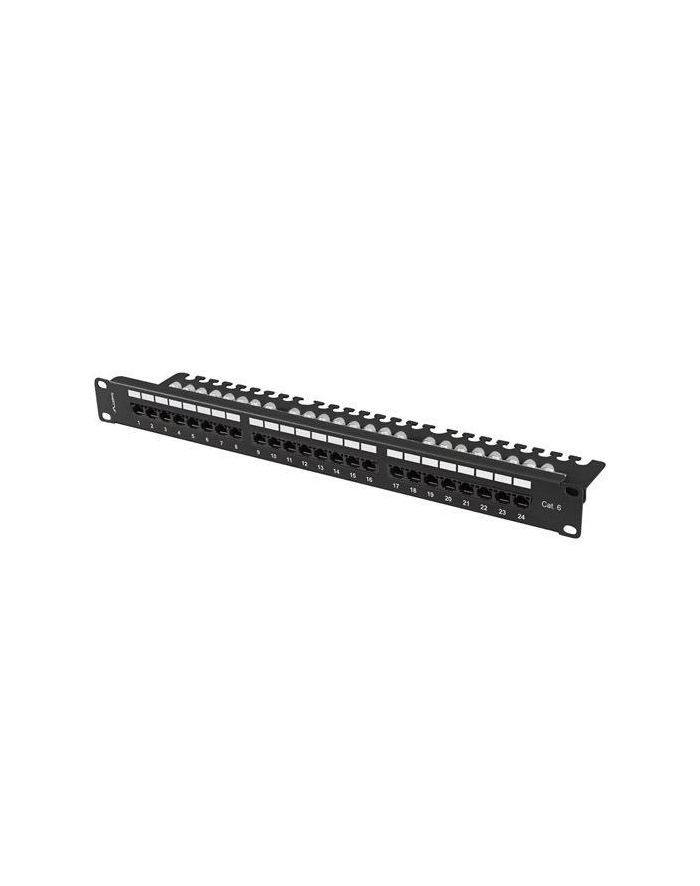 LANBERG Patch panel 24 port 1U 19 '' kat.6 UTP z organizerem kablowym czarny główny