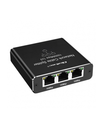 QOLTEC 52294 Rozdzielacz Splitter Ethernet mini SWITCH 1x3 RJ45 1000Mb/s USB C Aluminium
