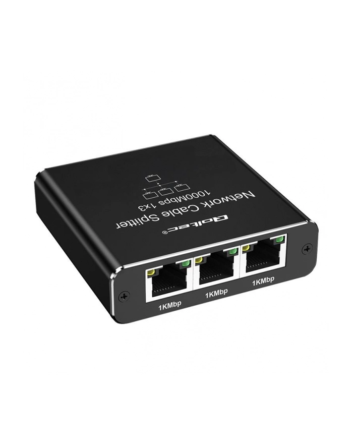 QOLTEC 52294 Rozdzielacz Splitter Ethernet mini SWITCH 1x3 RJ45 1000Mb/s USB C Aluminium główny