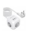 Kostka zasilająca Qoltec przedłużacz 6w1 z podświetlanym włącznikiem | 3x AC | 2x USB | 1x USB-C PD 20W | Biała | Kabel 2m - nr 1