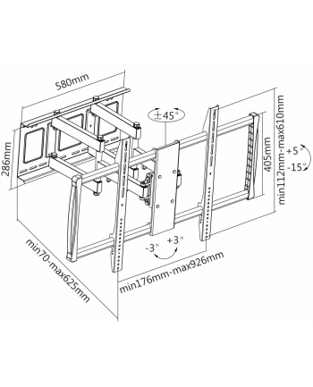 manhattan Uchwyt ścienny do TV 60-100'' LED/LCD 80kg obczerwonyowy uchylny