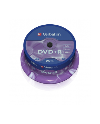 Płytki DVD+R Verbatim - cake box 25, 4.7GB, 16x, matte silver / 25 sztuk