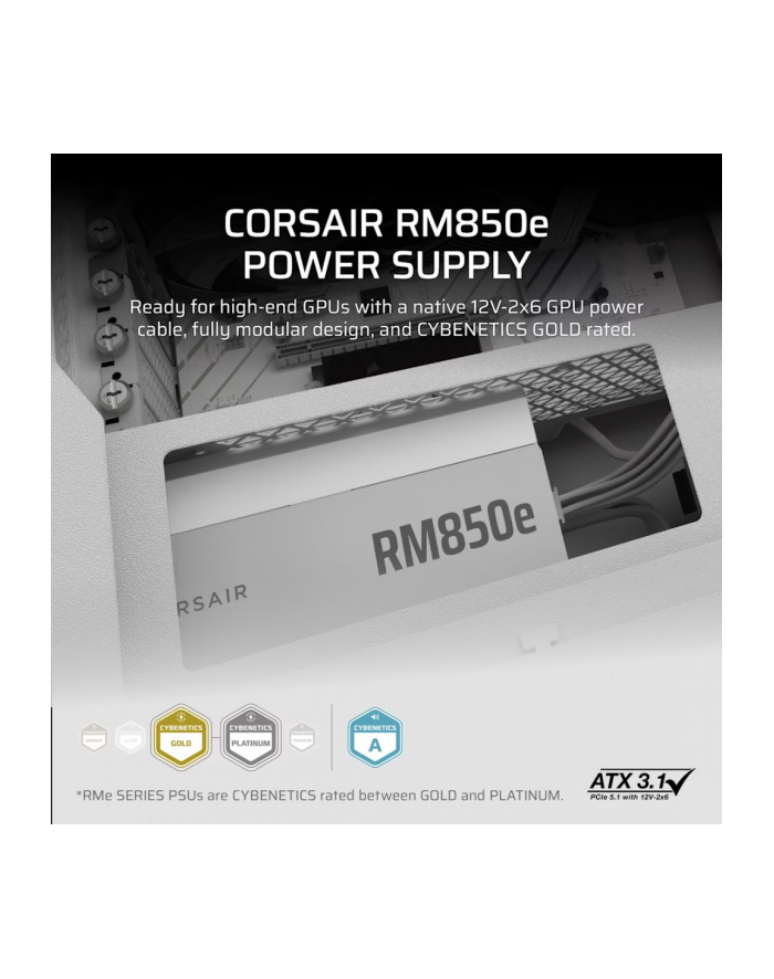 corsair Zasilacz RM850e WHITE 80+GOLD F.MODULAR ATX 3.1 główny
