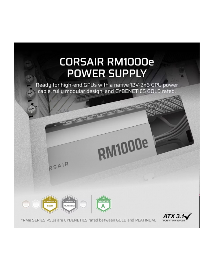 corsair Zasilacz RM1000e WHITE 80+GOLD F.MODULAR ATX3.1 główny