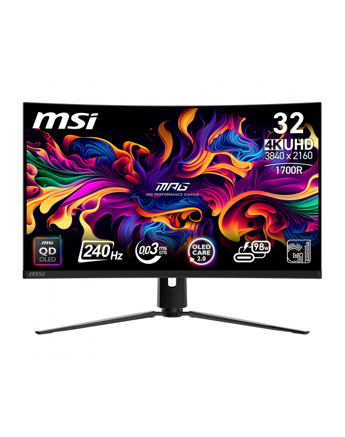 MSI MPG 321CURX QD-OLED 31.5inch UHD QD-OLED Curve 1700R 240HZ 0.03 ms 2xHDMI 2.1 DP 1.4a USB-C 3x USB 2.0 Headphone Tilt Height główny
