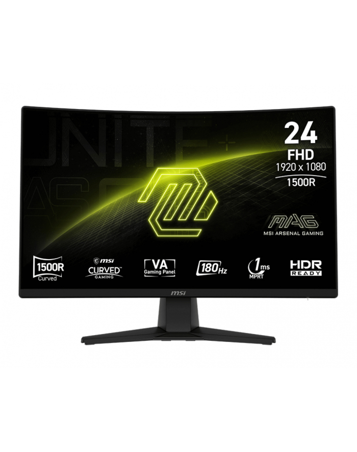 MSI MAG 242C 23.6inch VA FHD Curve 1500R 180Hz 1ms HDMI DP Headphone out Tilt Black główny