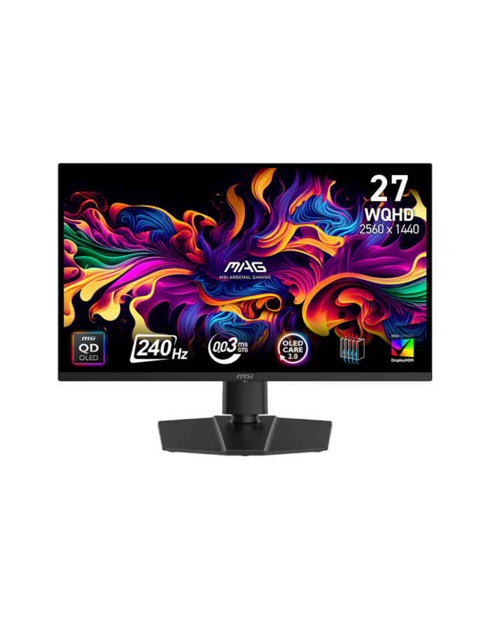 MSI MAG 271QP QD-OLED X24 26.5inch QD-OLED Flat QHD 240Hz 2xHDMI DP Hedphone OutTilt/Height/Pivot/Swivel Black główny