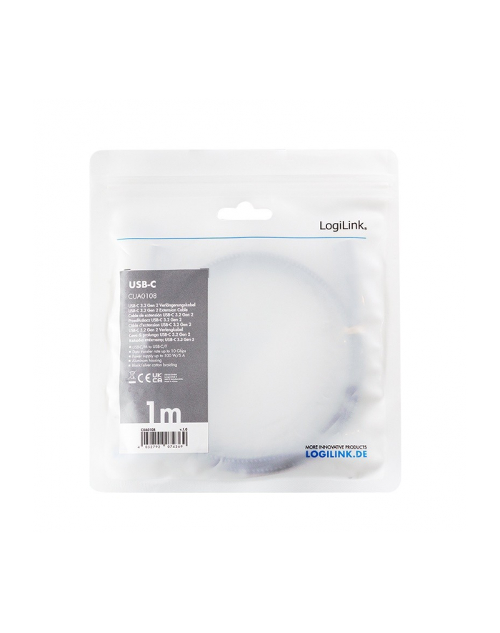 logilink Kabel USB3.2 gen2 TypeC do USB-C/F, PD, 1m główny