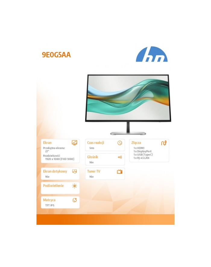 hp inc. Monitor S5 Pro 527pu QHD USB-C MNTR 9E0G5AA#ABB główny