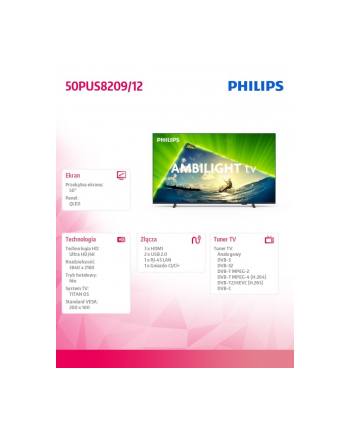 philips Telewizor QLED 50 '' 50PUS8209/12