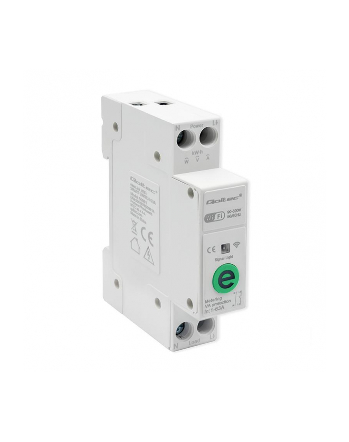 Przekaźnik Qoltec 63A na szynę DIN z licznikiem energii elektyrcznej | eWeLink od Sonoff | Wi-Fi | Dioda LED główny