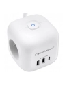 qoltec Kostka zasilająca przedłużacz 6w1 z podświetlanym włącznikiem |  3x AC | 2x USB | 1x USB-C PD 20W | biała | kabel 2m - nr 11