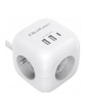 qoltec Kostka zasilająca przedłużacz 6w1 z podświetlanym włącznikiem |  3x AC | 2x USB | 1x USB-C PD 20W | biała | kabel 2m - nr 2