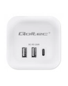 qoltec Kostka zasilająca przedłużacz 6w1 z podświetlanym włącznikiem |  3x AC | 2x USB | 1x USB-C PD 20W | biała | kabel 2m - nr 7